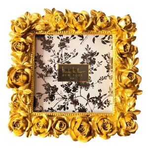 Nicole Miller NY Frame 4 x 4 Mini Roses Photo Gold Detailed Romantic Photograph